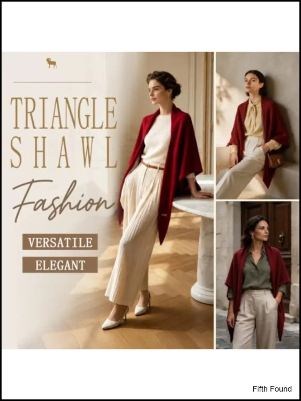 Cashmere Wool Blend Shawl Wrap Oversized Triangle Scarf Women